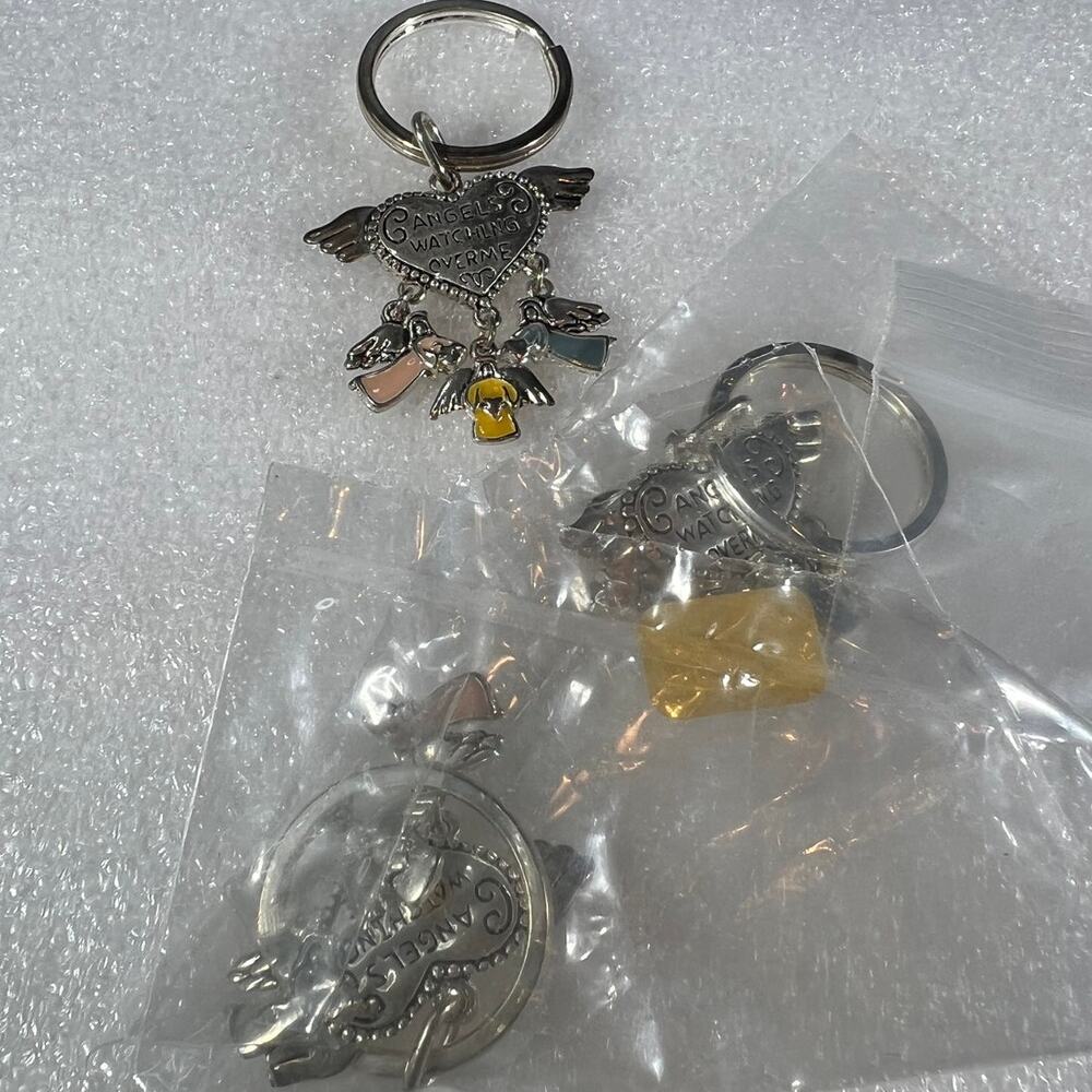 Deadstock Silver Tone Angels Spiritual Guardian Angels Watching Over Me Keychain - Picture 12 of 12